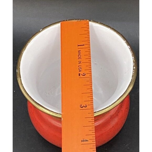 Enamelware Red 3.25” Vase Gold Trim YU-I Brand Vintage - Picture 6 of 8